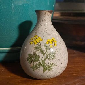 Vintage Small Grey Speckled Floral Takahashi Bud Vase